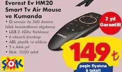 EVEREST EV HM20 SMART TV AKILLI TELEVİZYON AİR MOUSE VE KUMANDA EVEREST EV HM20 SMART TV AKILLI TELEVİZYON AİR MOUSE VE KUMANDA